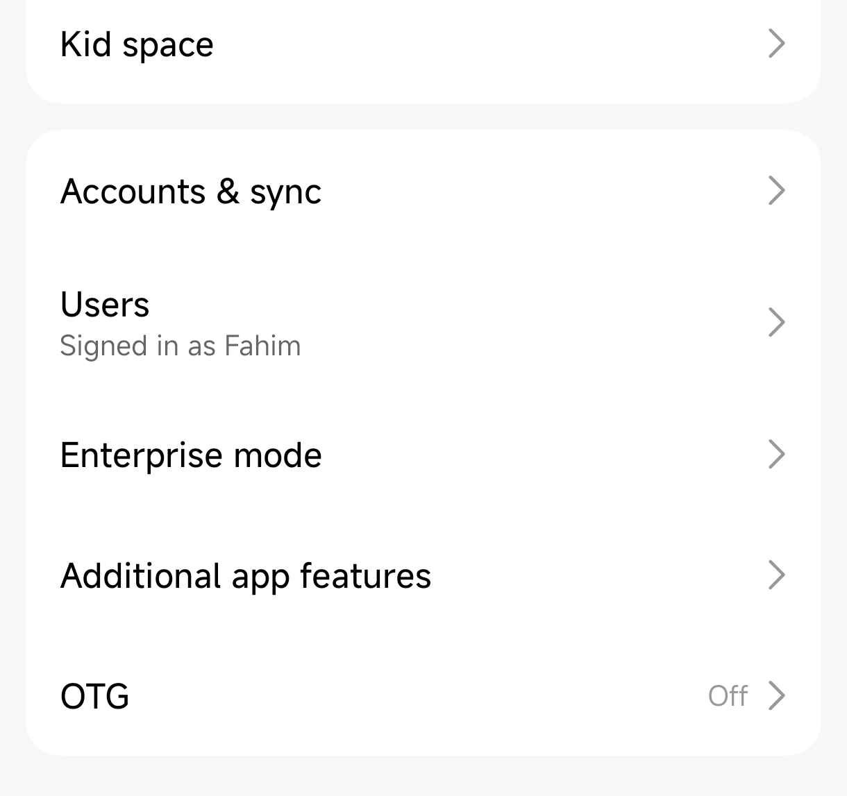 Kid Space and Enterprise Mode screenshot